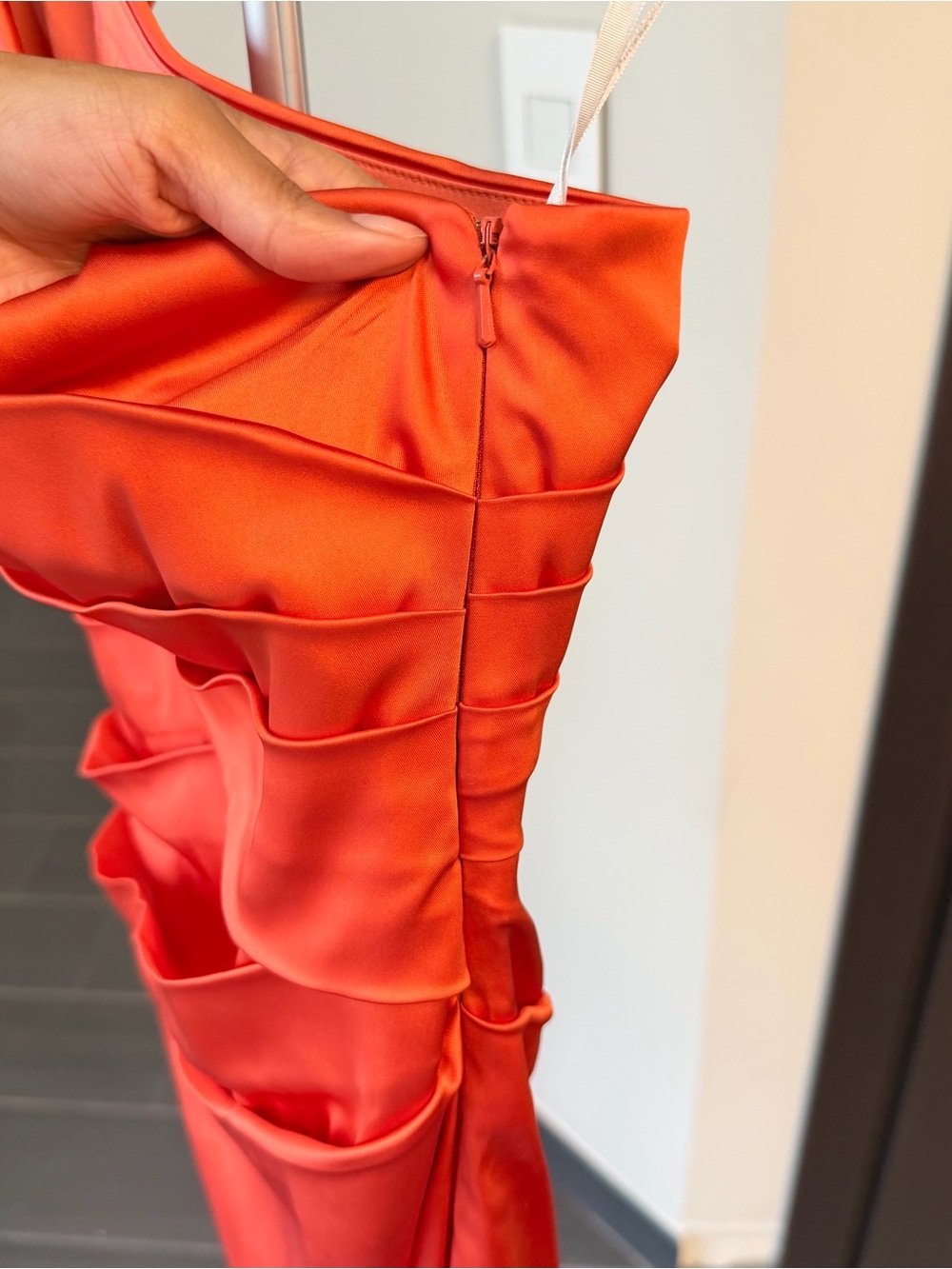 One-Shoulder Orange Cocktail Dress - Picture 9 of 12